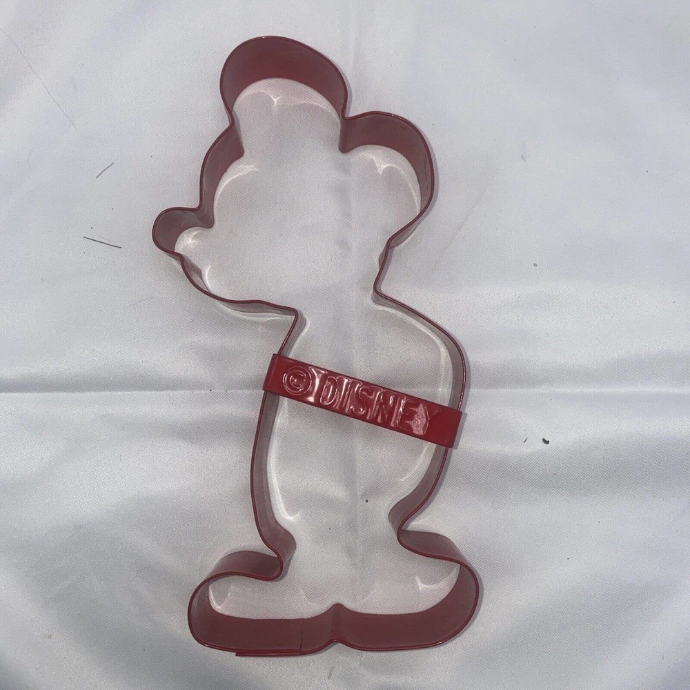Vintage Disney Mickey Mouse Cookie Cutter 7" Full Body Red Metal Disney Logo New